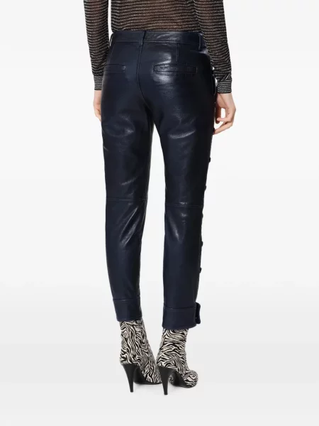 Pantaloni Isabel Marant din piele albastru