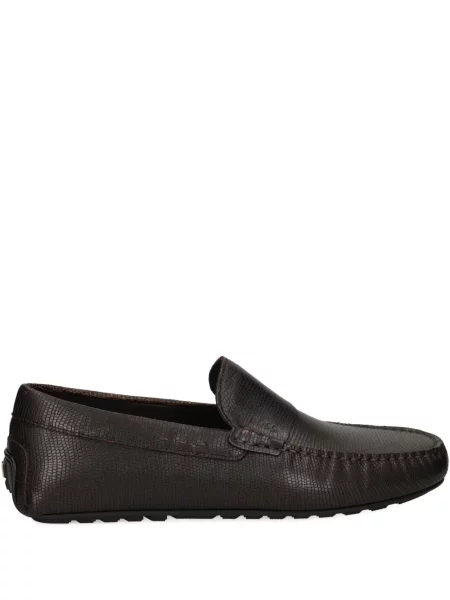 Pantofi loafer Boss din piele cu imagine maro