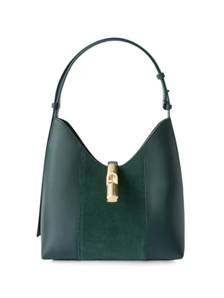 Geantă Furla din piele de căprioară verde