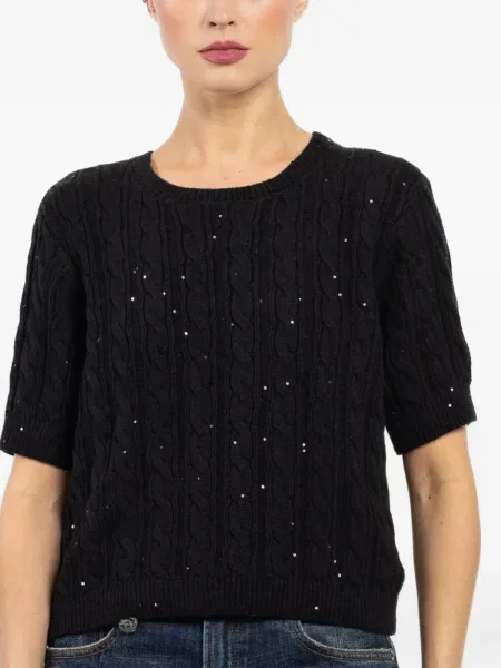 Top Frame tricotate negru
