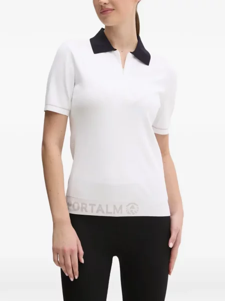 Tricou polo Sportalm cu autograf alb