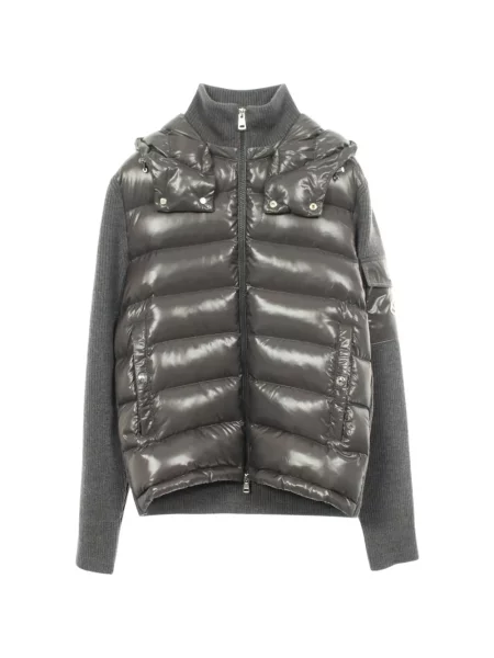 Geacă cu puf Moncler tricotate gri