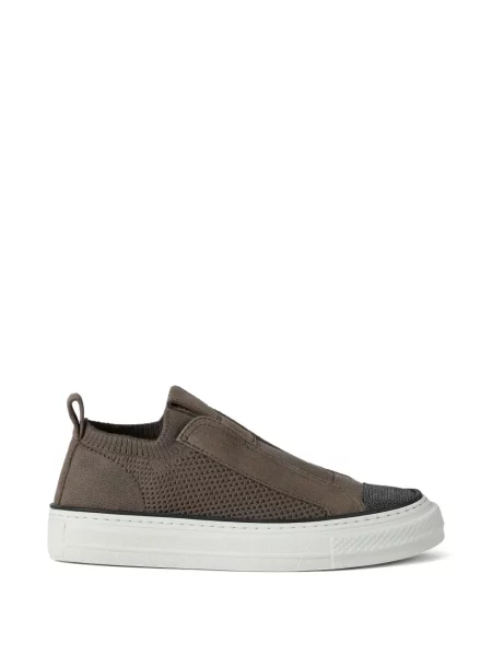 Sneakerși Brunello Cucinelli tricotate slip-on maro