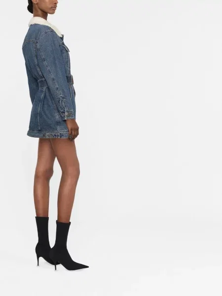 Cu centură lung rochie din denim Diesel albastru