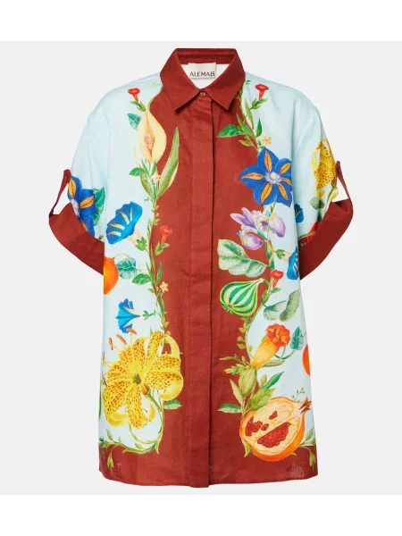 Cămașă Alemais de in cu model floral