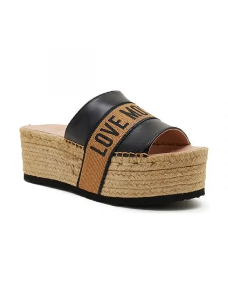 Love Moschino Bőr papucs fekete