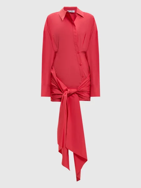 Платье-рубашка The Attico с вышивкой розовое