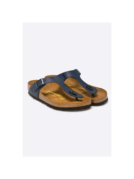 Klapki Birkenstock skórzane niebieskie