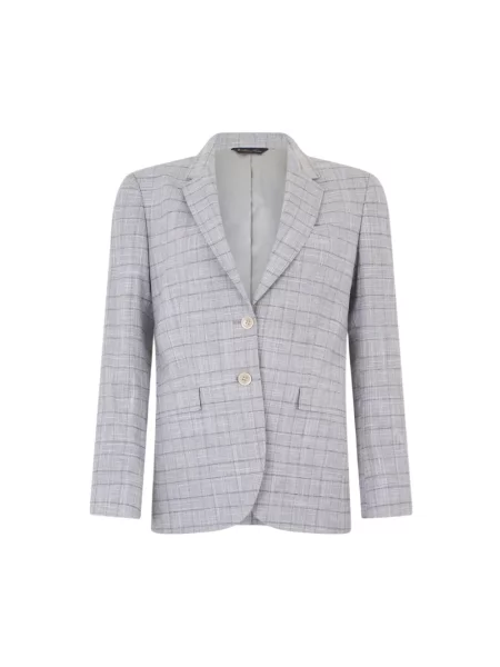 Lniana marynarka Brooks Brothers w kratę szara