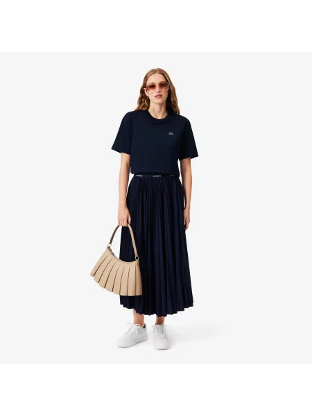 Lacoste T-Shirt Relaxed Fit Z Lekkiego Bawełnianego Dżerseju Pima granatowa