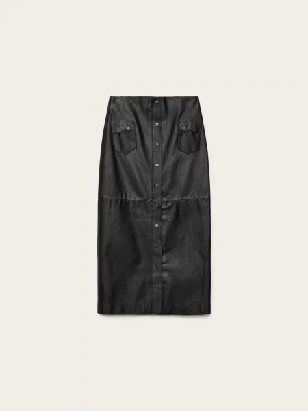 Кожаная юбка All Saints черная