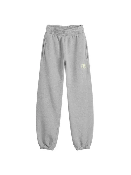 Haftowane spodnie dresowe Off-white do biegania w kolorze melanż białe