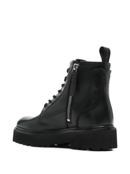 Μποτάκια αστραγάλου Woolrich με κορδόνια με πλατφόρμα με δαντέλα μαύρο