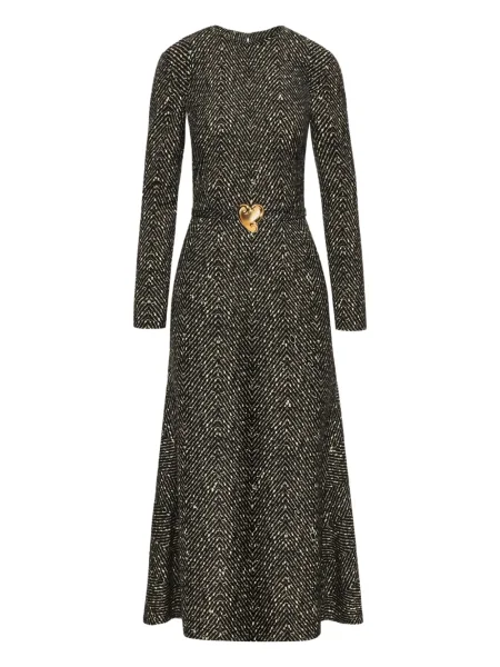 Rochie midi Oscar De La Renta cu motiv cu inimi până la genunchi de costum negru