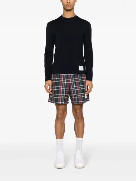 Vilnonis dryžuotas marškinėliai Thom Browne mėlyna
