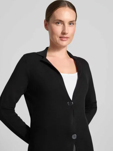 Kardigan o kroju slim fit z mieszanki w imitacji dzianiny Christian Berg Woman czarny
