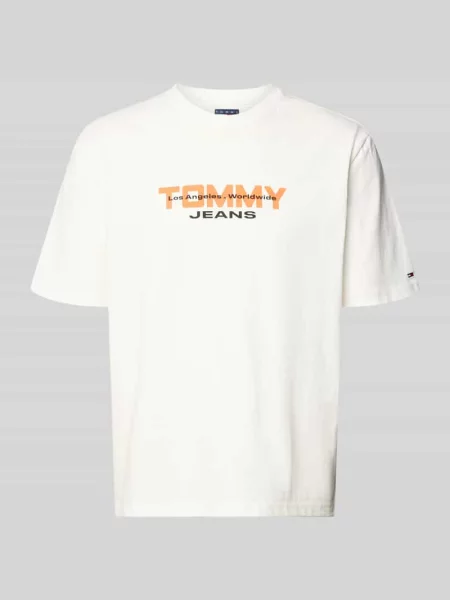 T-shirt o kroju regular fit z czystej bawełny Tommy Jeans biała