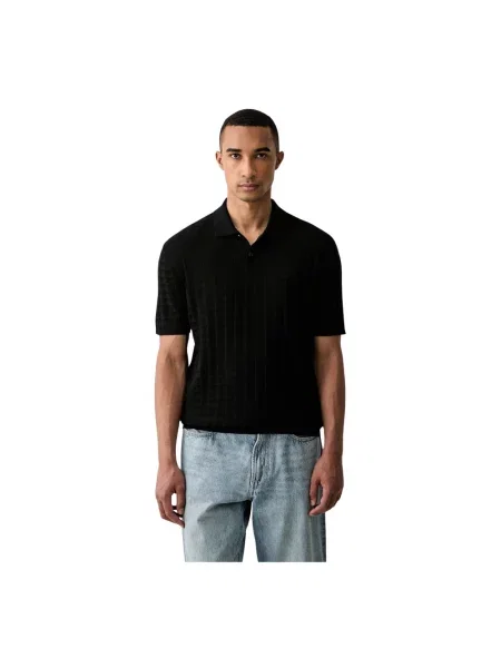 Dzianinowa koszula Armani Exchange w geometryczne wzory czarna