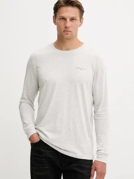 Тениска с дълъг ръкав Tommy Jeans с принт сиво