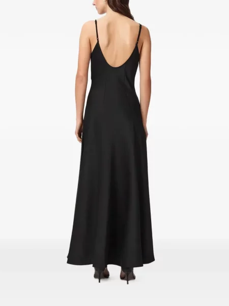 Rochie maxi Allsaints din satin cu bretele negru