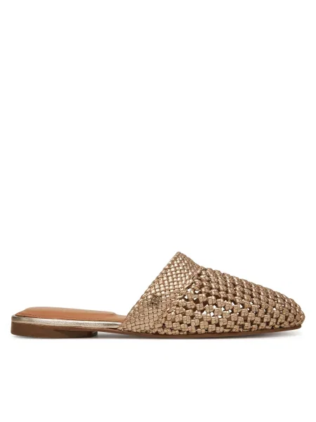 Чехли Tommy Hilfiger CROCHET METALLIC LEATHER MULE златисто