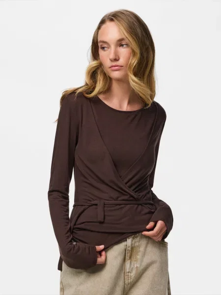 PIECES Tricou PCJULIANE ROYA închis maro