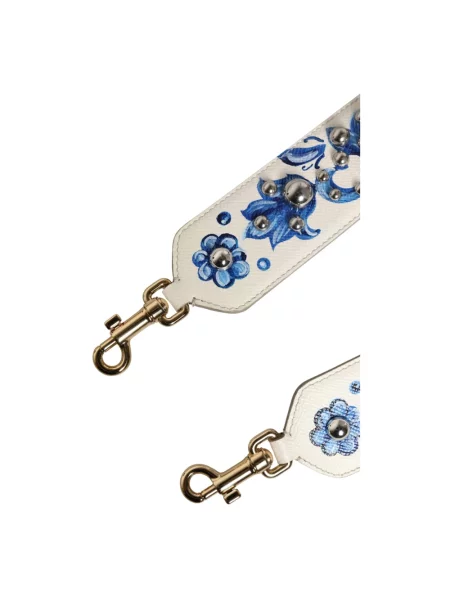 Torebka Dolce And Gabbana skórzana w kwiatki na ramiączkach biała