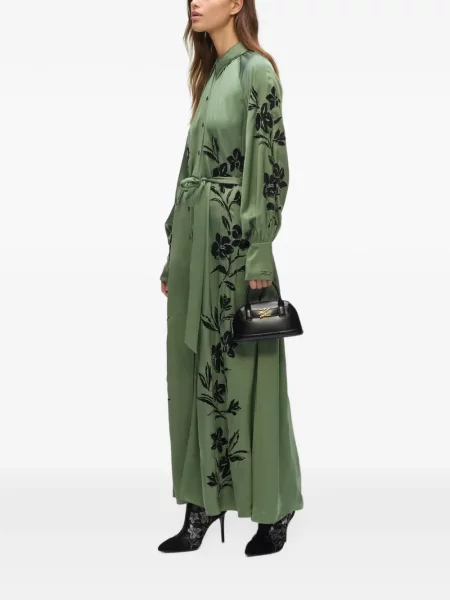 Rochie tip cămașă Karl Lagerfeld din satin verde