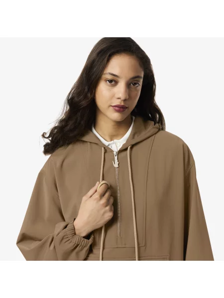Lacoste Kurtka Half Zip Oversize Brązowa beżowy