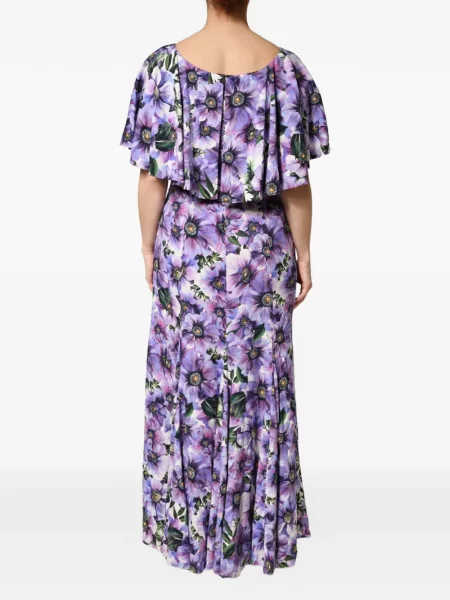 Rochie maxi Dolce & Gabbana cu model floral cu imagine violet
