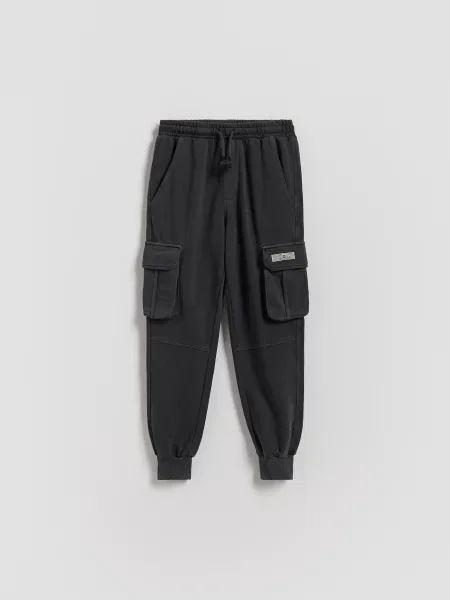 Reserved Kalhoty cargo joggers se sepraným efektem tmavě šedá