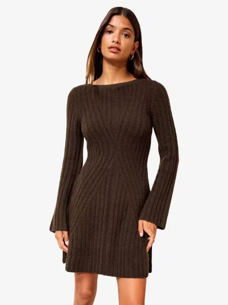 Friends Like These Rochie tricotat închis maro