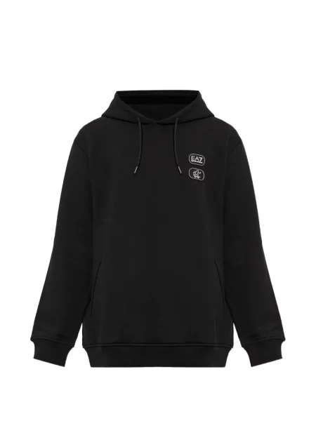 Hanorac cu glugă Ea7 Emporio Armani cu autograf negru