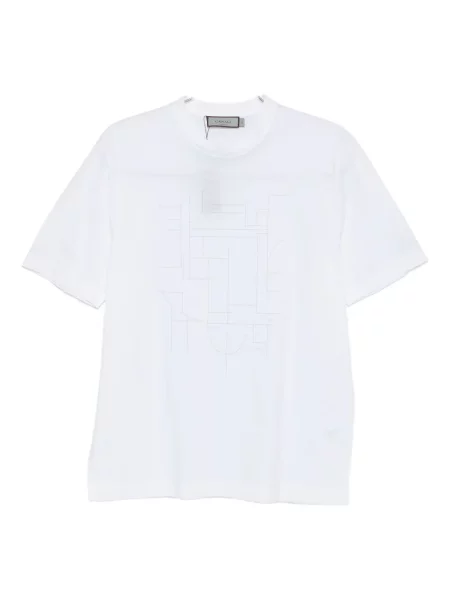 Tricou Canali cu imagine cu imprimeu geometric alb