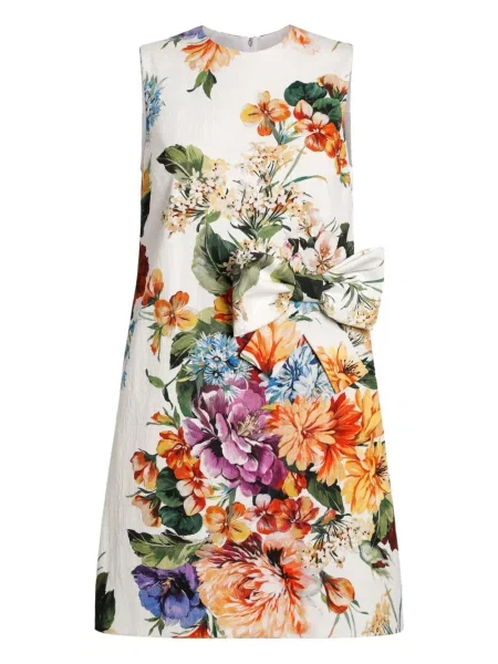 Rochie mini Dolce & Gabbana cu model floral cu imagine de costum alb