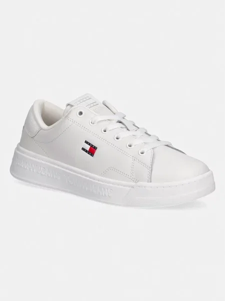 Tommy Jeans TJW SCRIPT CUPSOLE sneakers pentru femei din piele alb