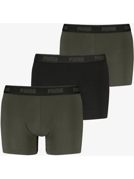 Bokserki Puma Everyday Basic zielony oliwkowy 3 sztuki XS czarny