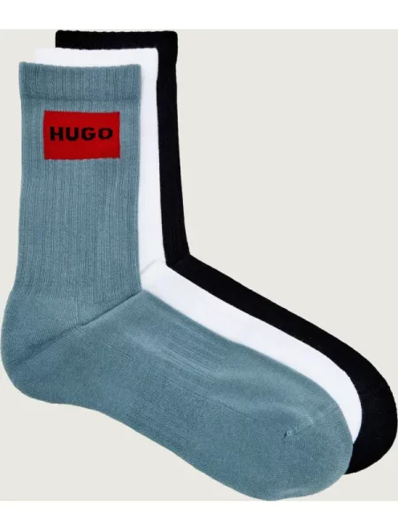 Hugo Bodywear Șosete 3P QS RIB LABEL CC albastru