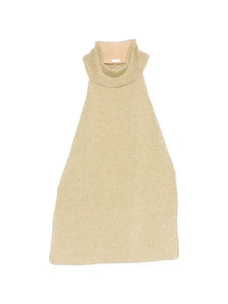 Top Cult Gaia cu gât halter auriu