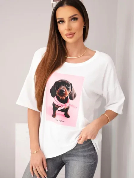 Tricou supradimensionat Kesi Włoski alb