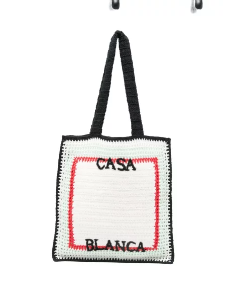Geantă Casablanca cu broderie alb