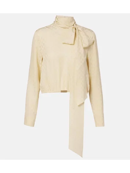 Svilen top Gucci z lokom bela