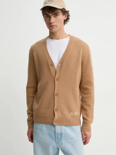 A.P.C. kardigan wełniany kenny brązowy