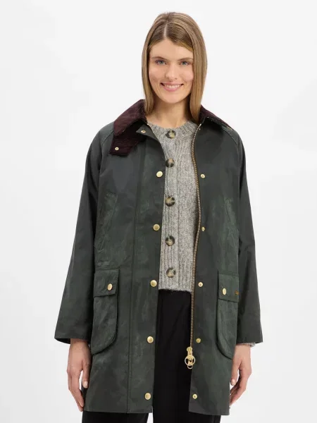 Barbour Kurtka Long Beadnell Kobiety jednolity 34 zielony