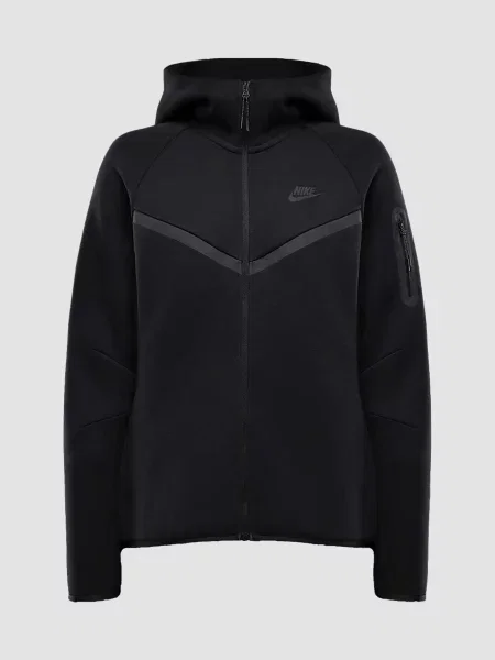 Кофта NIKE W Nsw Tch Flc Wr Fz Hdy 2 бавовна/поліестер чорний