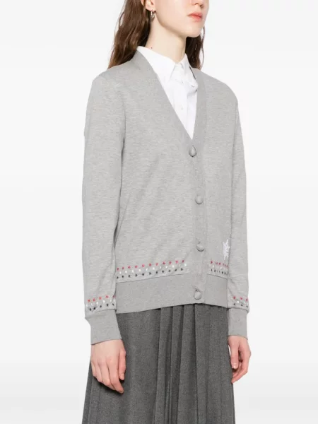 Cardigan Thom Browne cu broderie gri