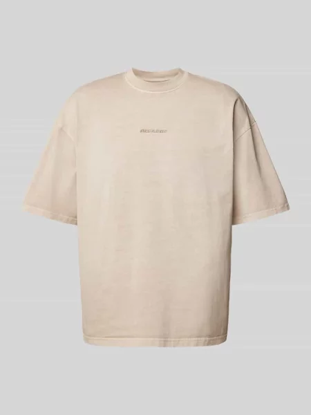 T-shirt o pudełkowym kroju z wyhaftowanym logo Pegador beżowa