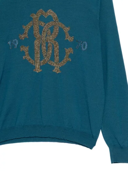 Pulover Roberto Cavalli cu broderie albastru