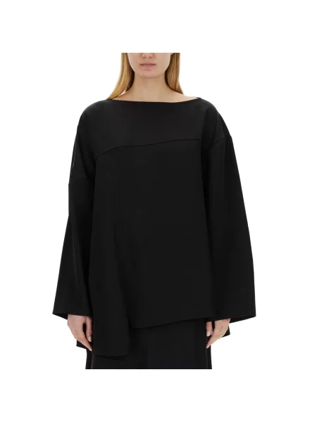 Lniana bluzka Jil Sander czarna