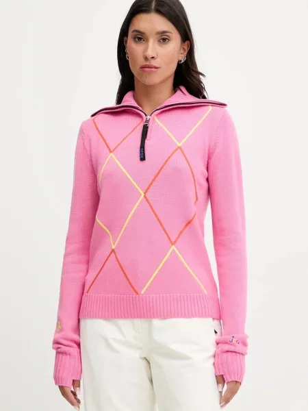 Rossignol pulover de lână JCC light cu turtleneck roz